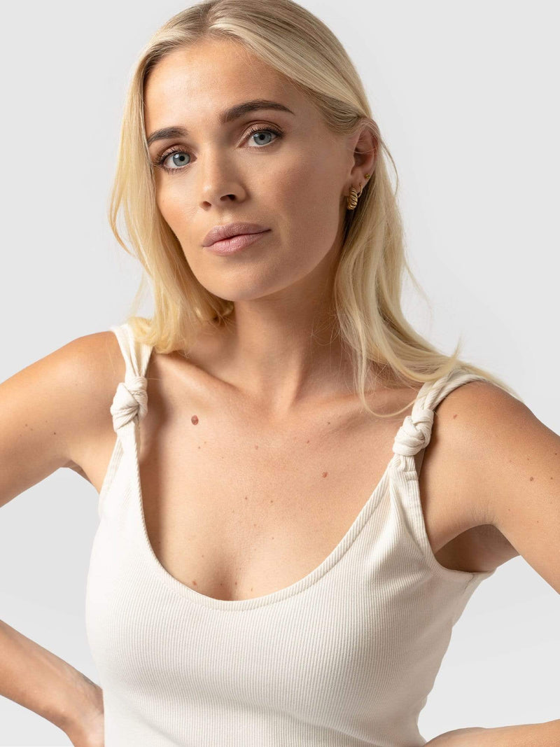 Knot Vest Rib Cream - Women's Vests | Saint + Sofia® UK