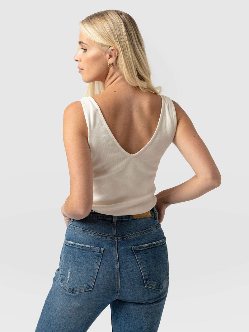 Knot Vest Rib Cream - Women's Vests | Saint + Sofia® UK