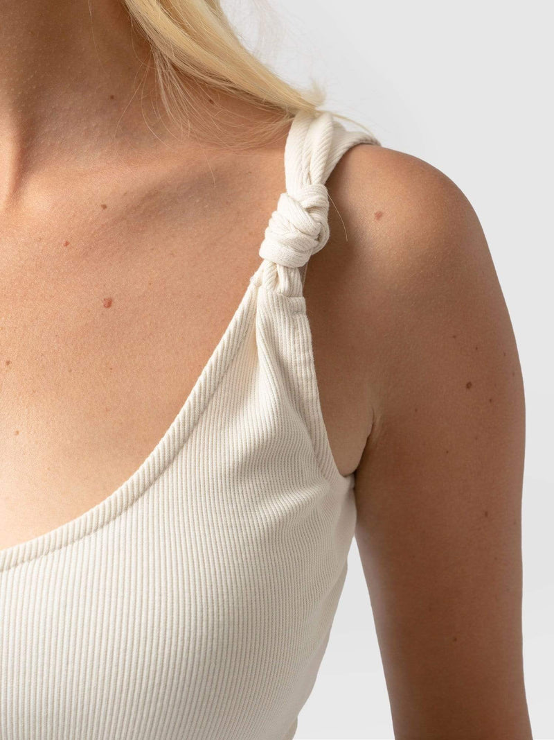 Knot Vest Rib Cream - Women's Vests | Saint + Sofia® UK