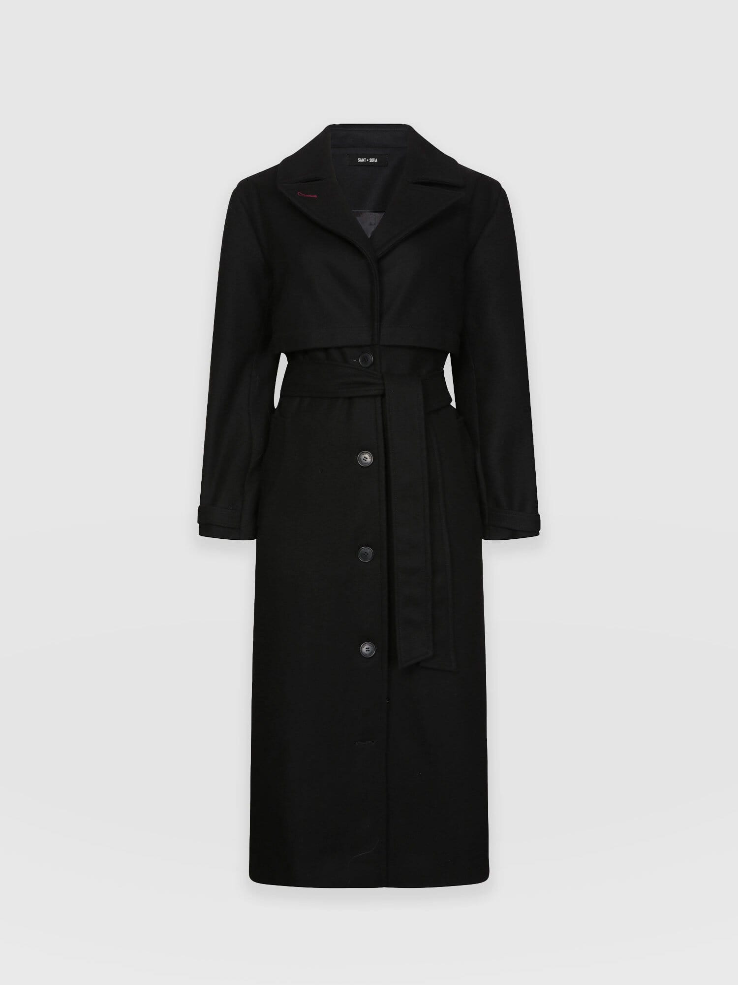 Odette Coat Black - Women's Wool Coats | Saint + Sofia® UK