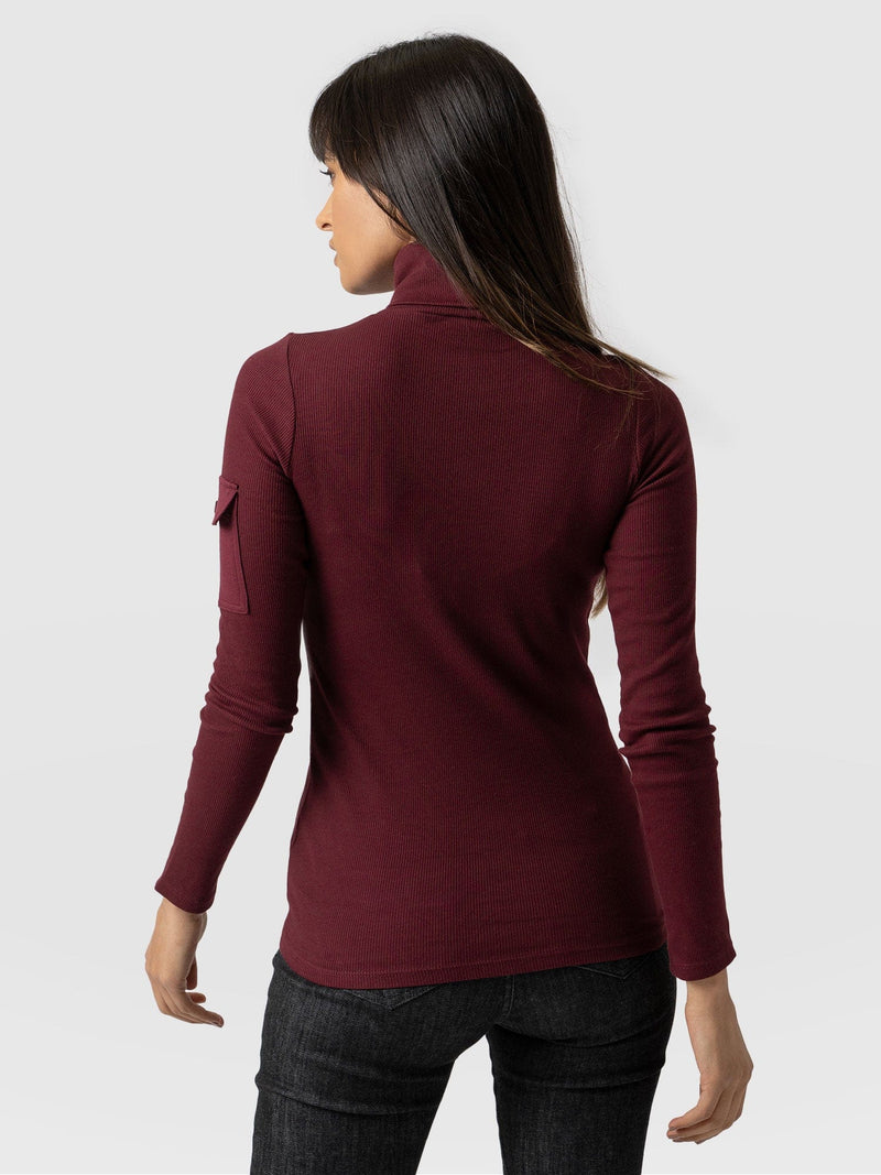 Pocket Roll Neck Burgundy - Women's Jumpers | Saint + Sofia® UK