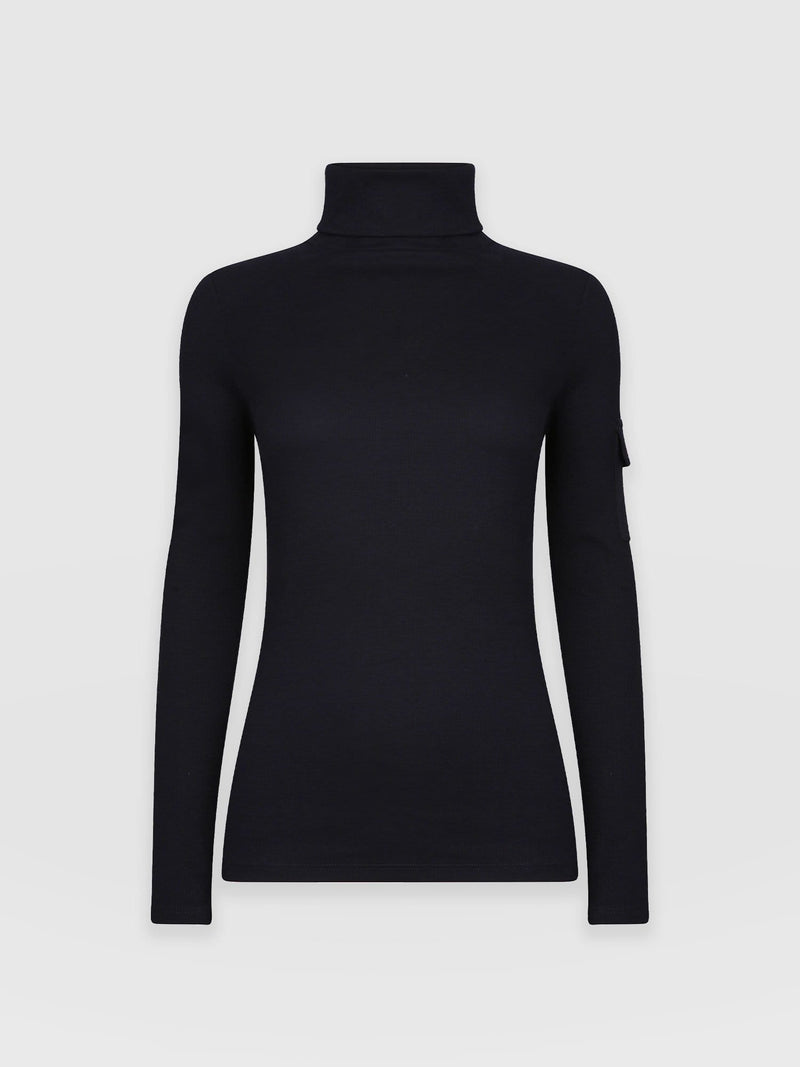 Pocket Roll Neck Navy - Women's Jumpers | Saint + Sofia® UK