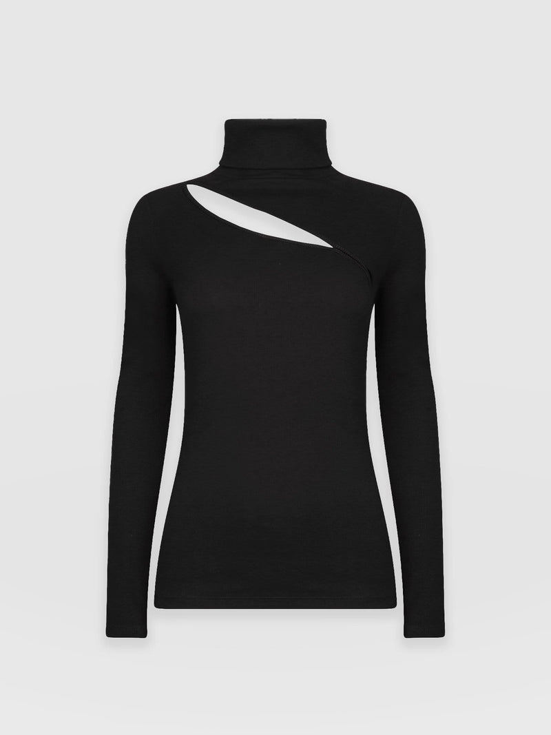Reveal Roll Neck Black - Women's Sweaters | Saint + Sofia® UK