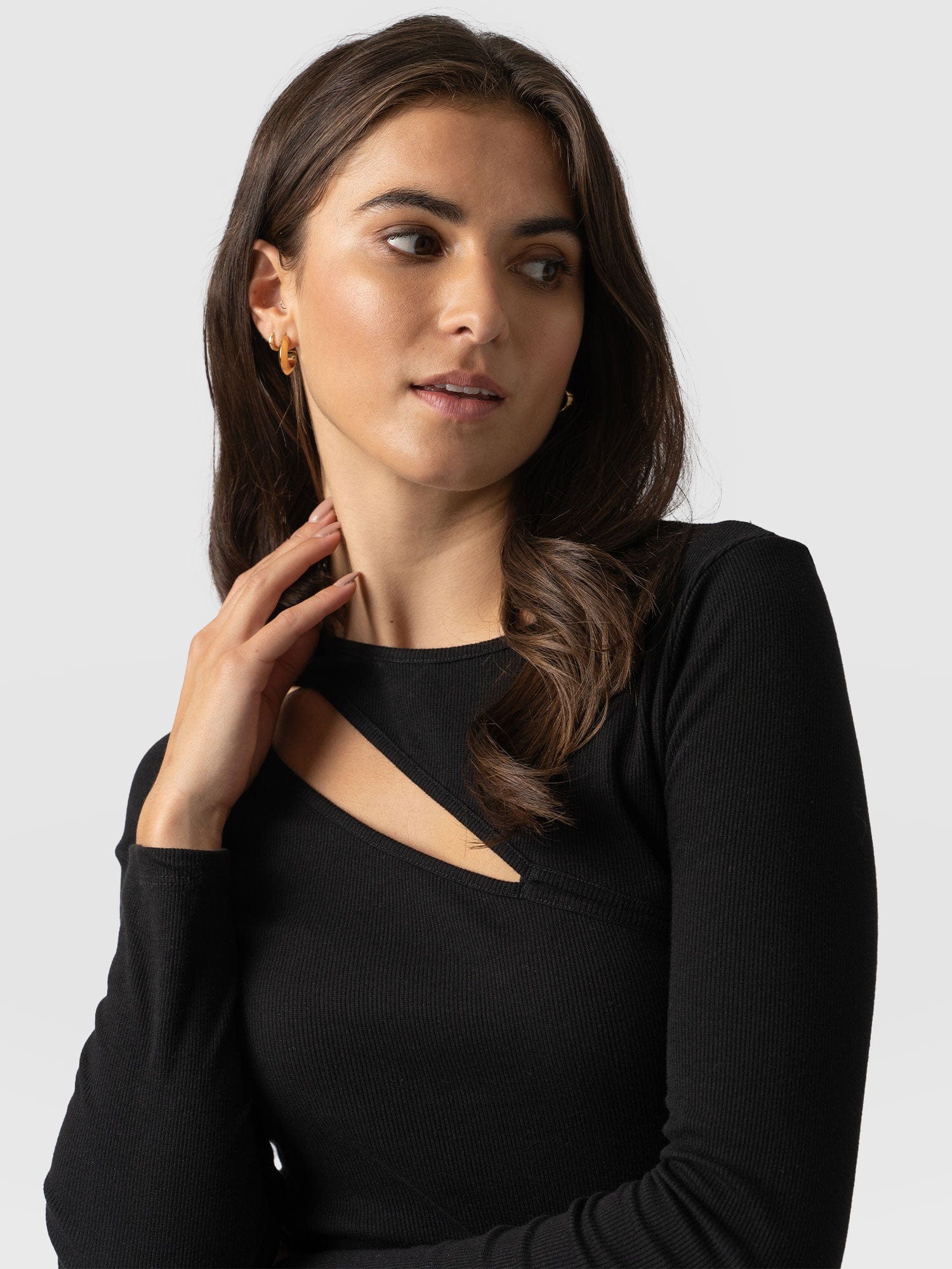 Reveal Tee Long Sleeve Black - Women's T-shirts | Saint + Sofia® UK