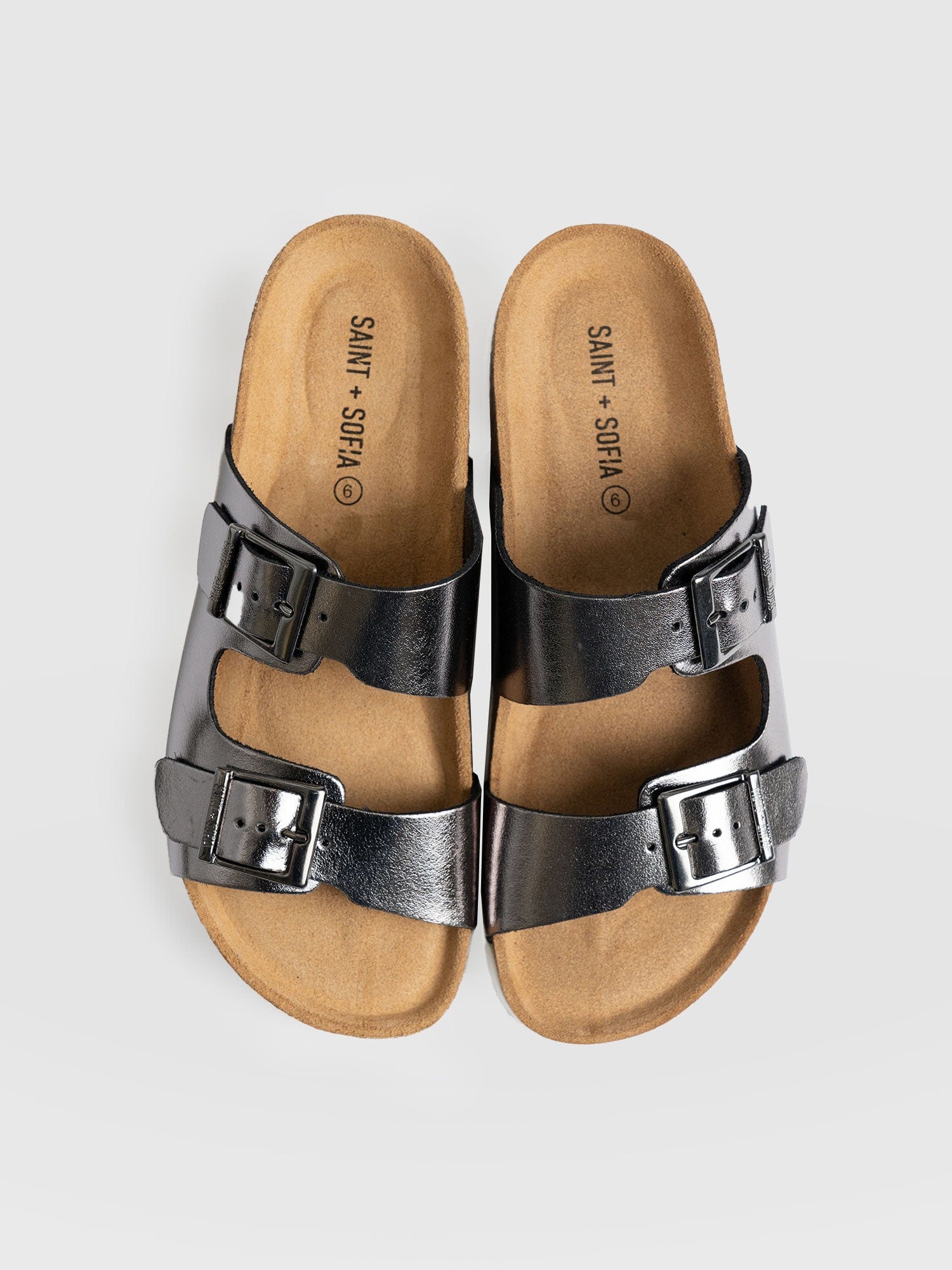 Sutton Slides Silver - Women's Sandals | Saint + Sofia® UK