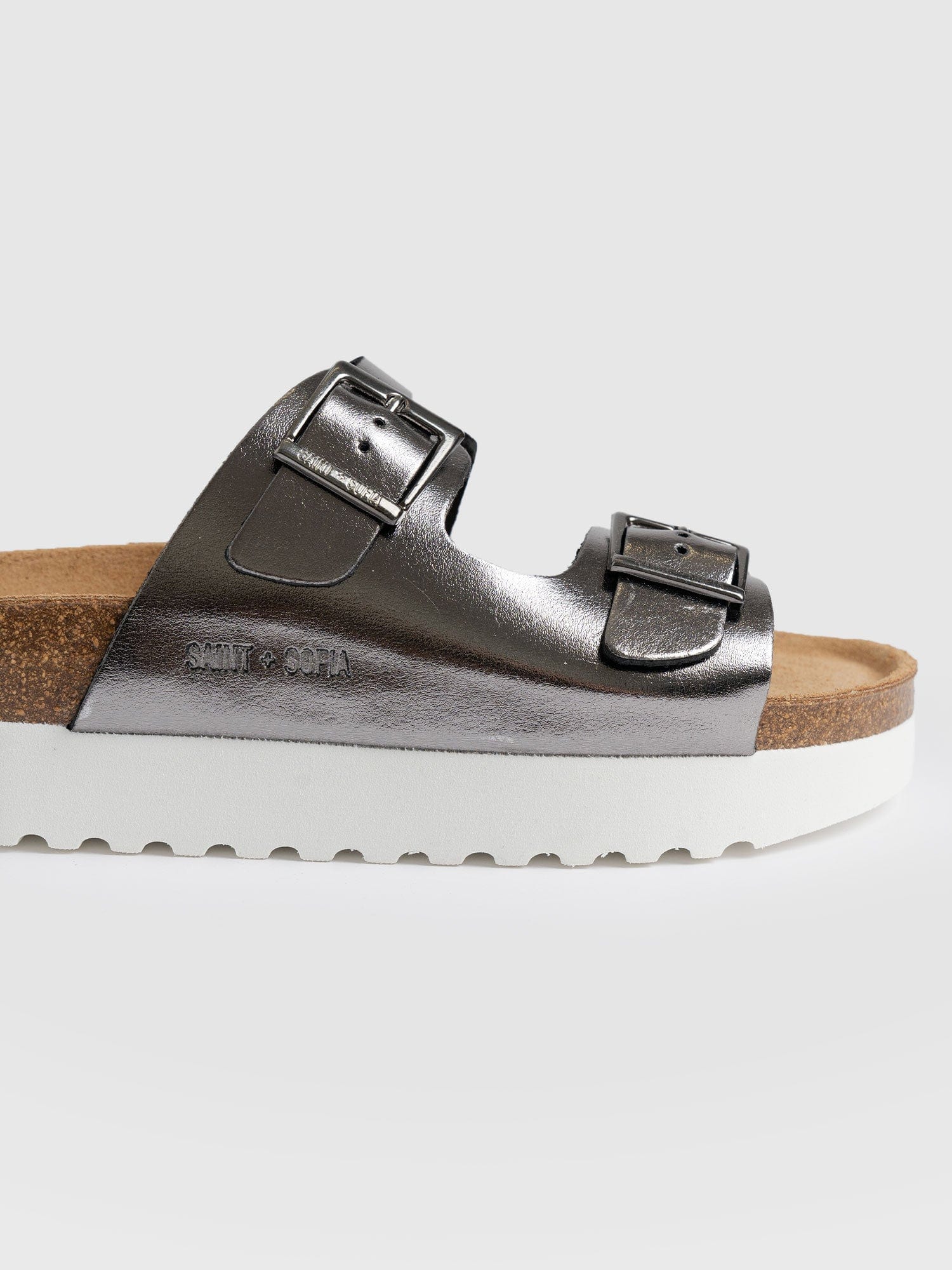 Sutton Slides Silver - Women's Sandals | Saint + Sofia® UK