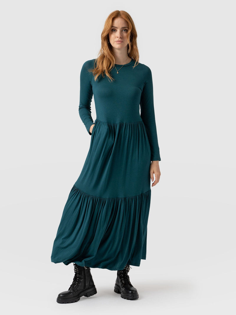 Greenwich Dress Long Sleeve - Deep Green