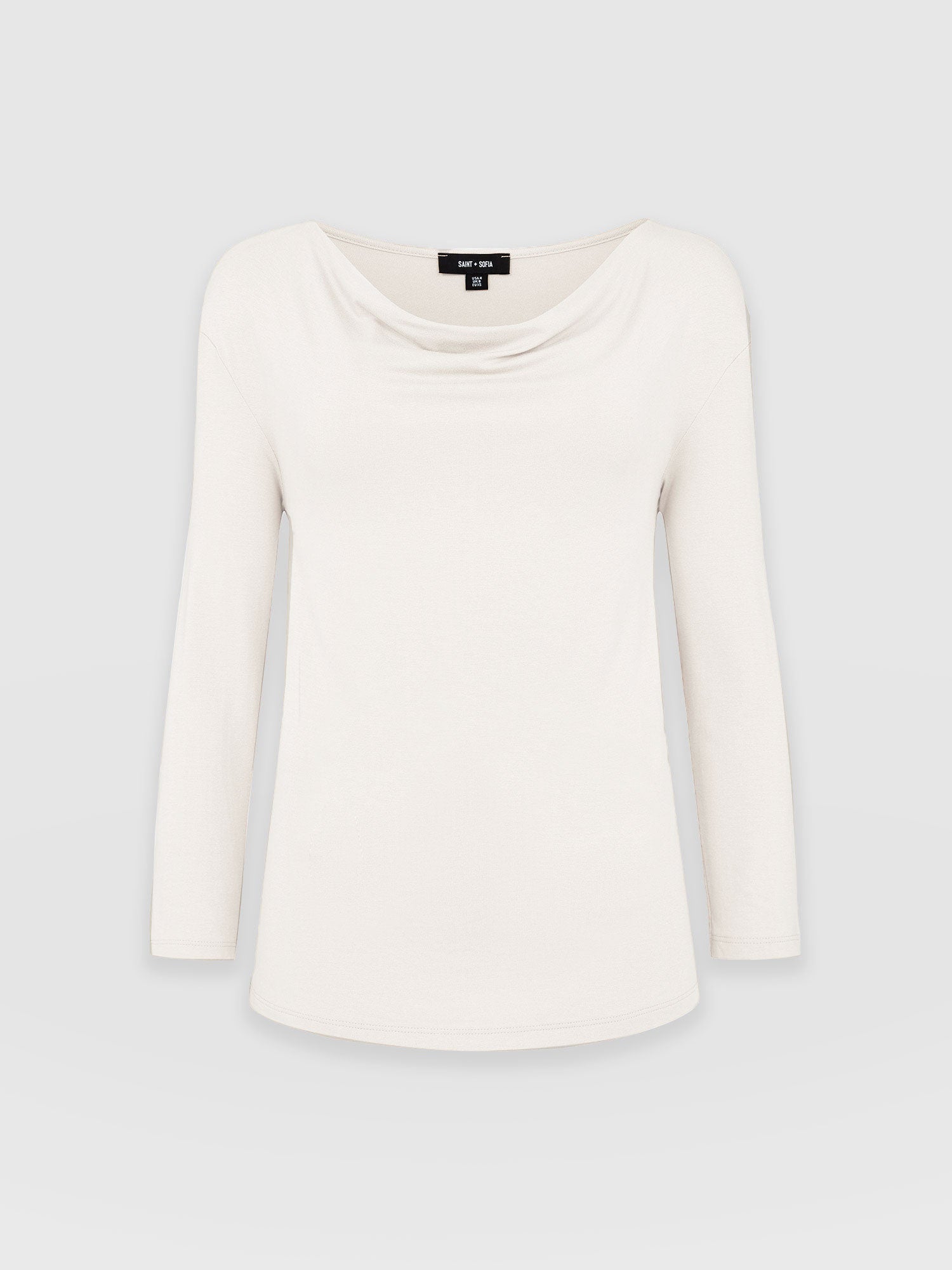 Cowl Neck Tee Cream Long Sleeve - Women's T-Shirts | Saint + Sofia® UK