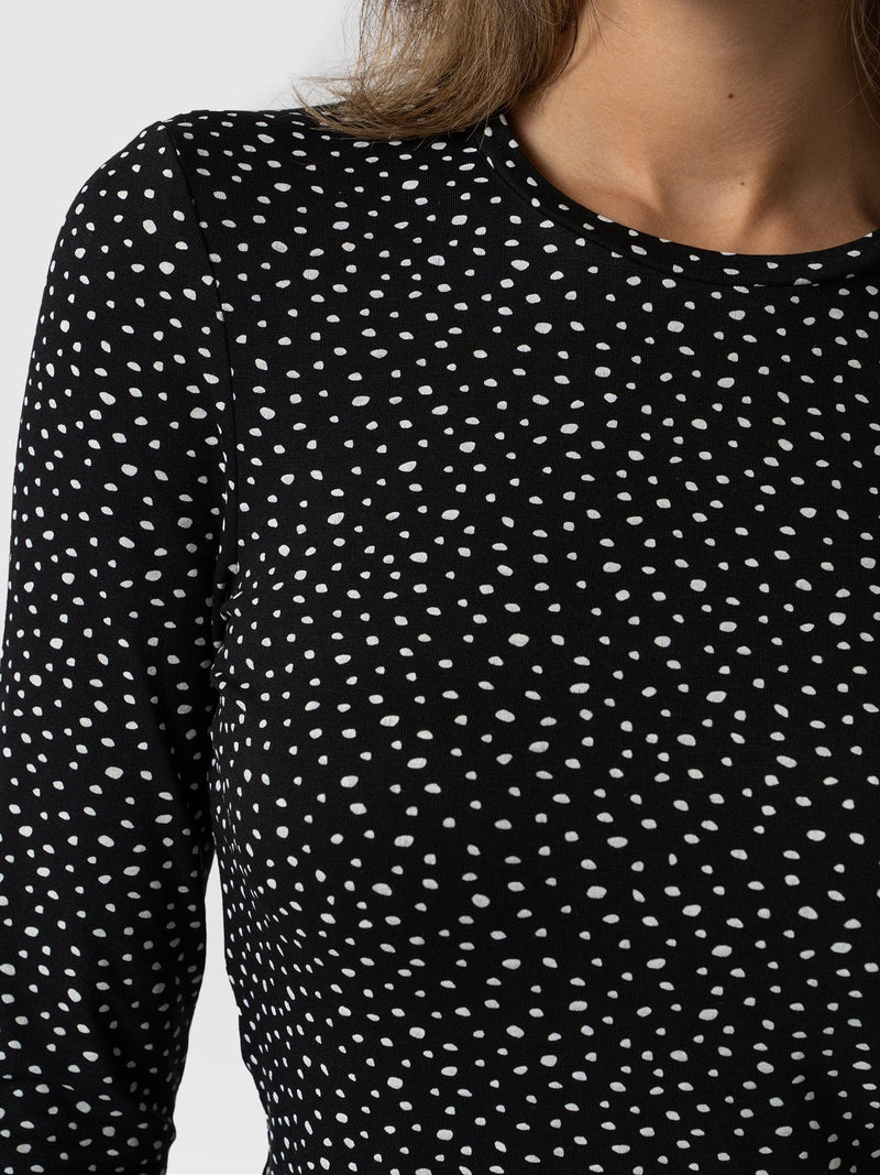 Austen Crew Neck Long Sleeve Tee - Black Spot