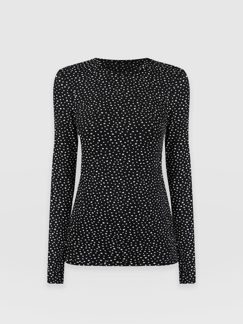 Austen Crew Neck Long Sleeve Tee - Black Spot