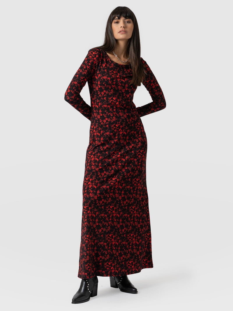 Viscose maxi dress with sleeves Clearance