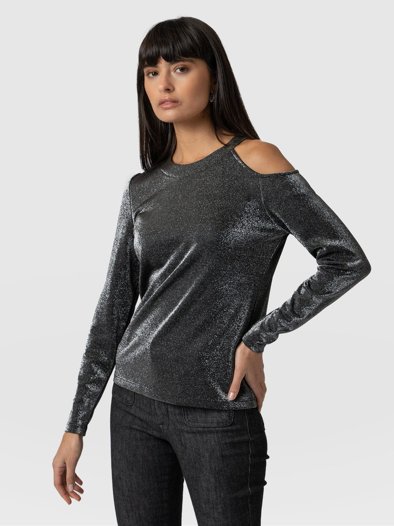 Jasna Cold Shoulder Tee - Silver