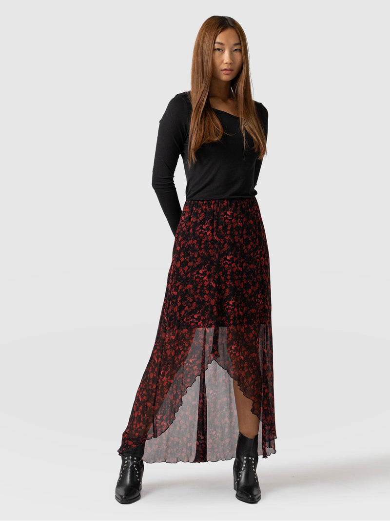 Lexie High Low Skirt - Red Amaryllis