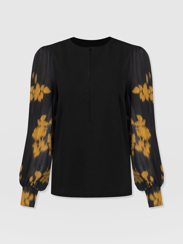 Esme Zip Up Top - Yellow Fade Floral