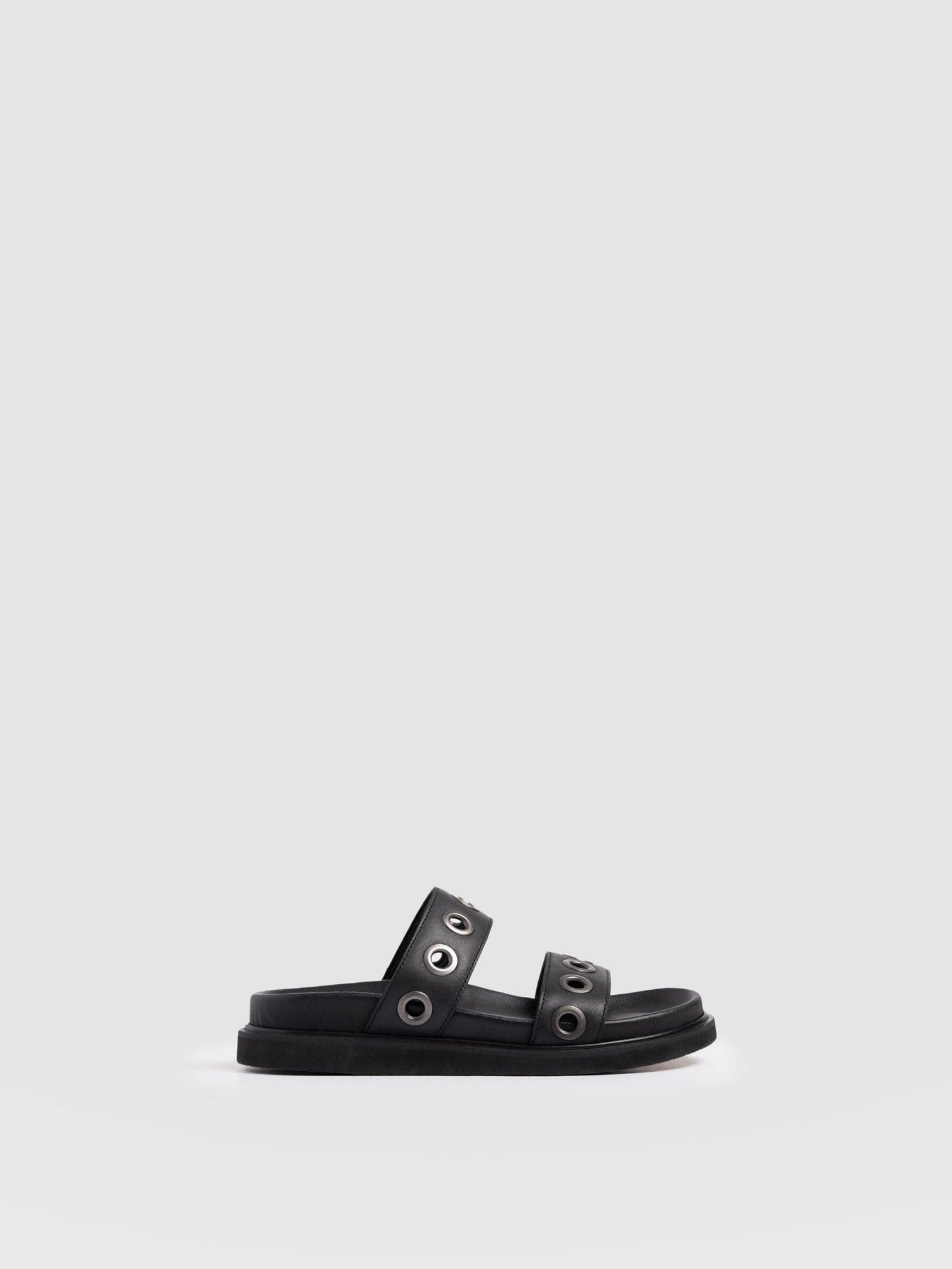 Madison Eyelet Slides - Black