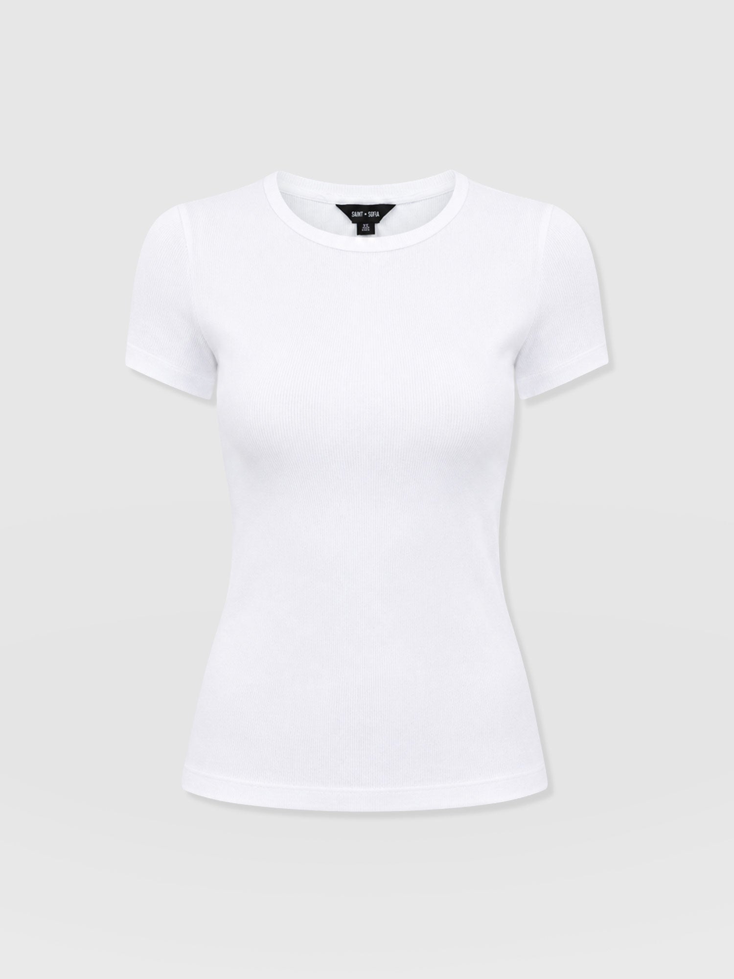 Ribbed Short Sleeve Tee - White