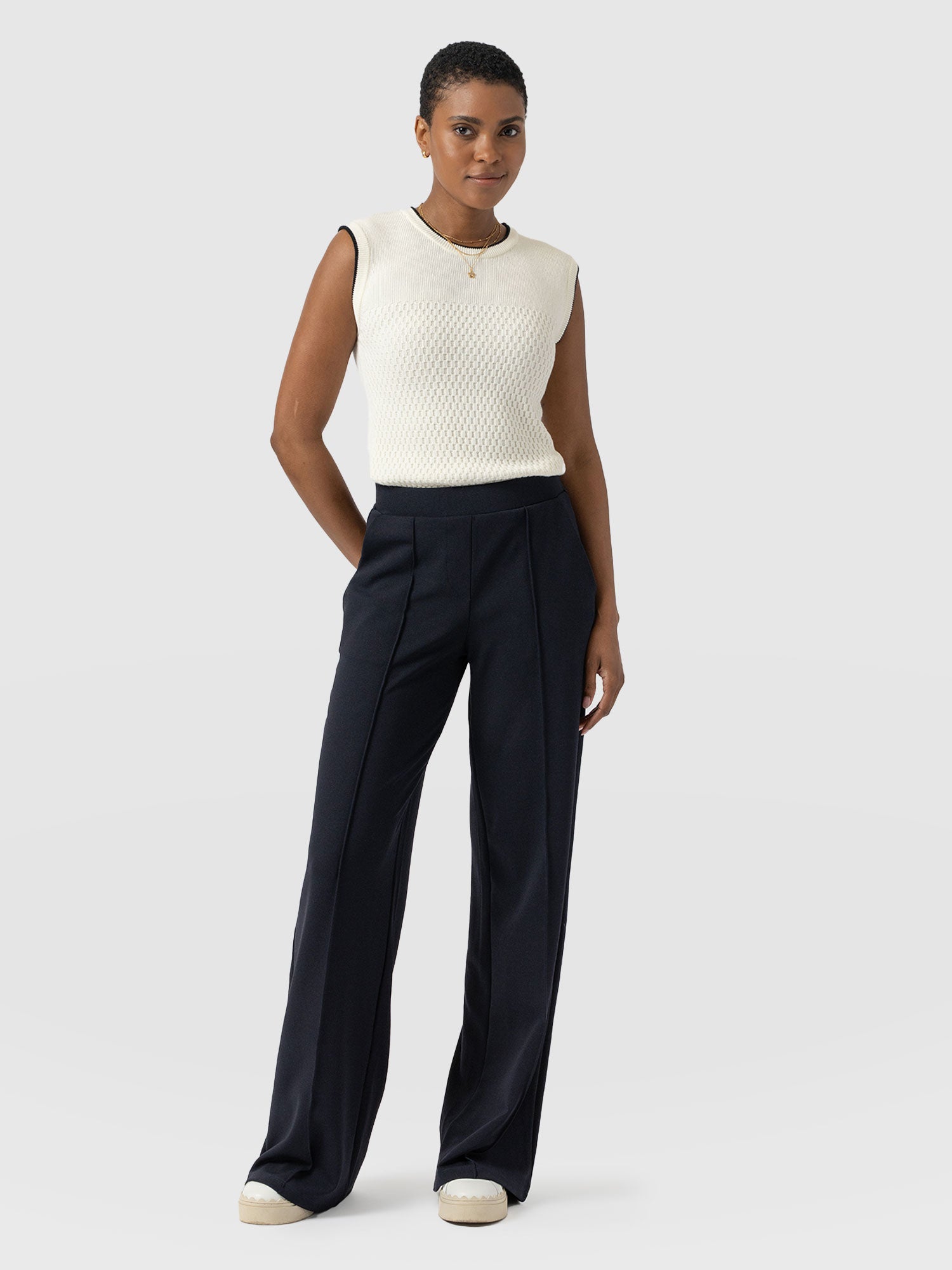 Keller Wide Leg Pant - Navy