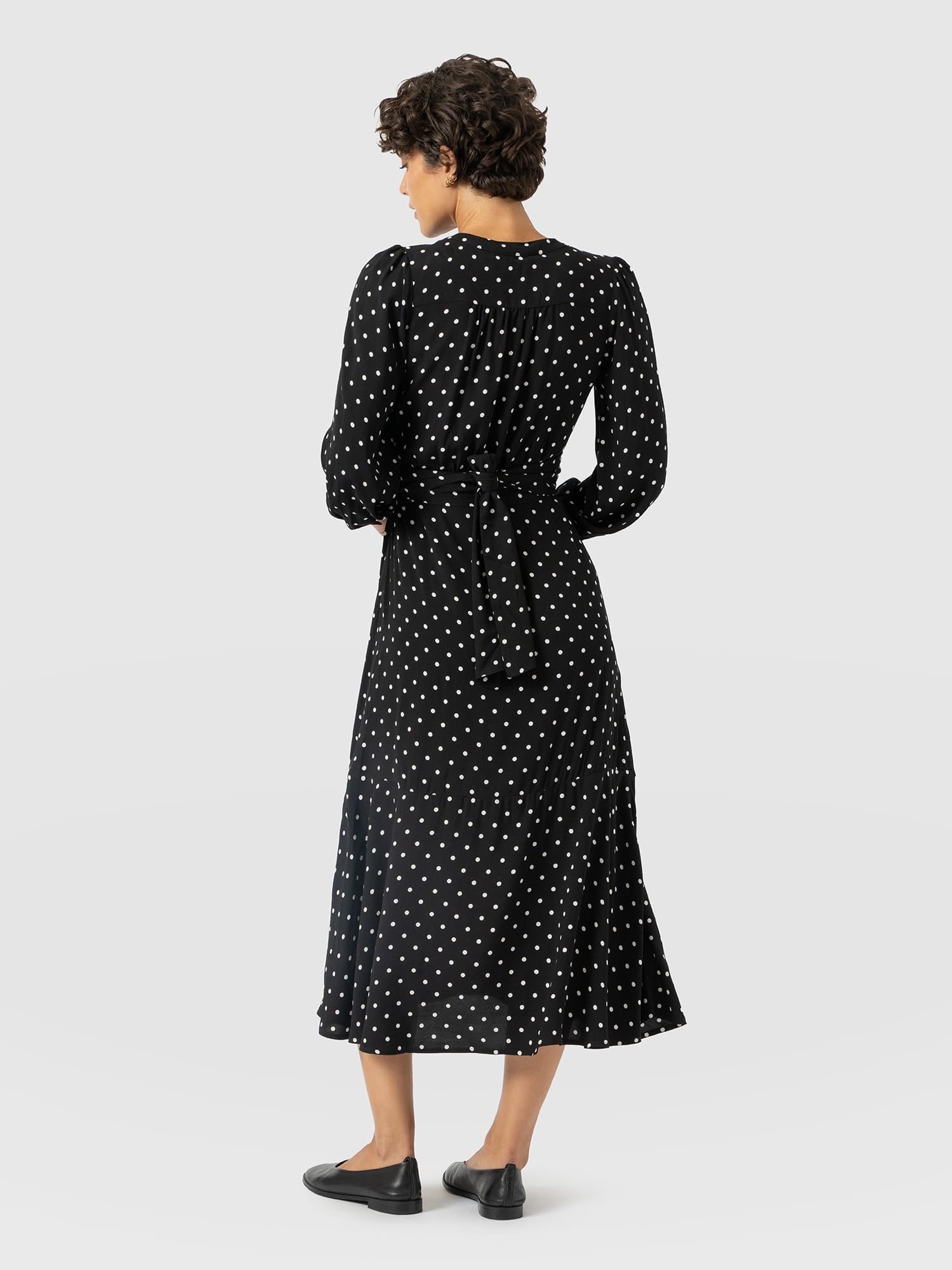 Adaline Zip Up Dress - Black Polka Dot