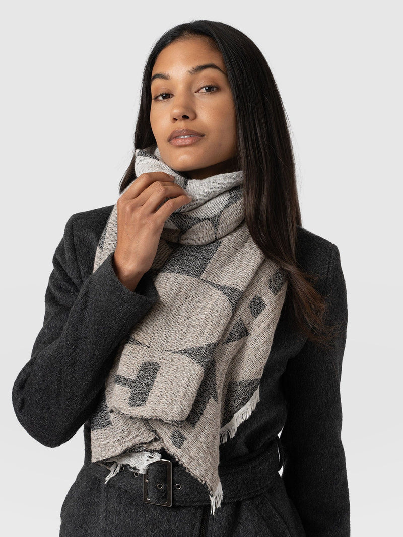 Abstract Rock Scarf - Black/Cream