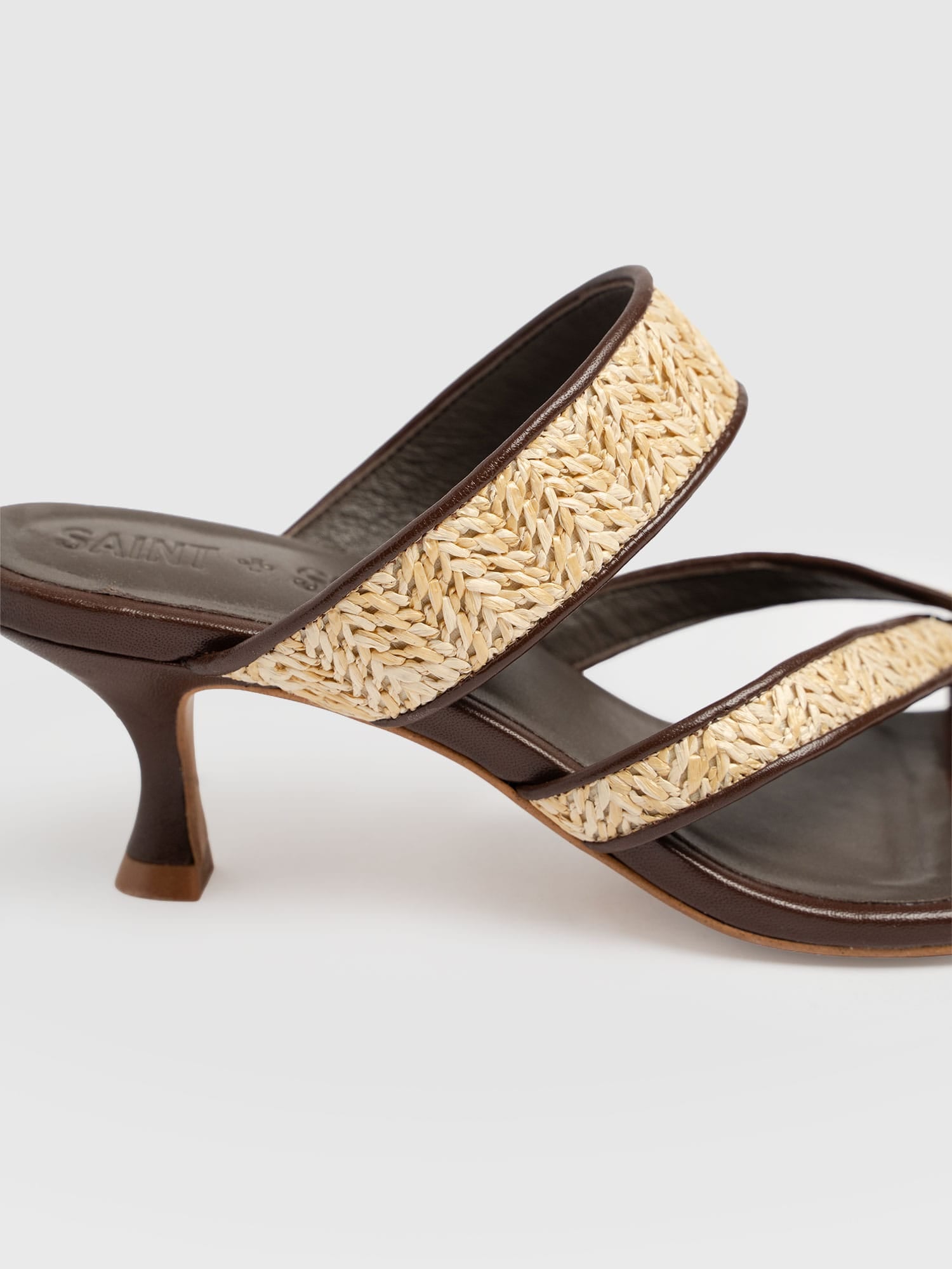 Adaline Toe Post Heels - Brown Raffia