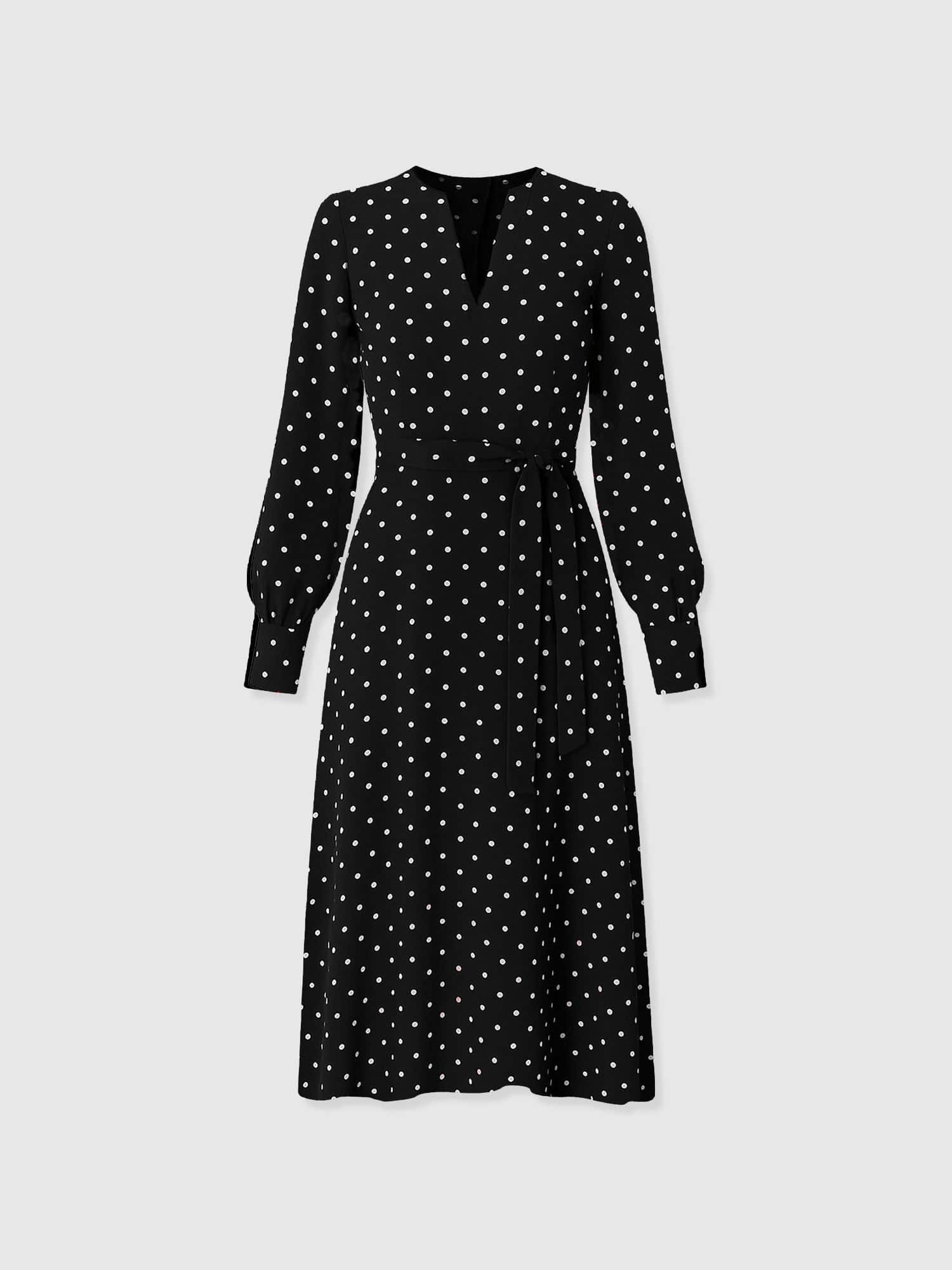 Adaline Zip Up Dress - Black Polka Dot