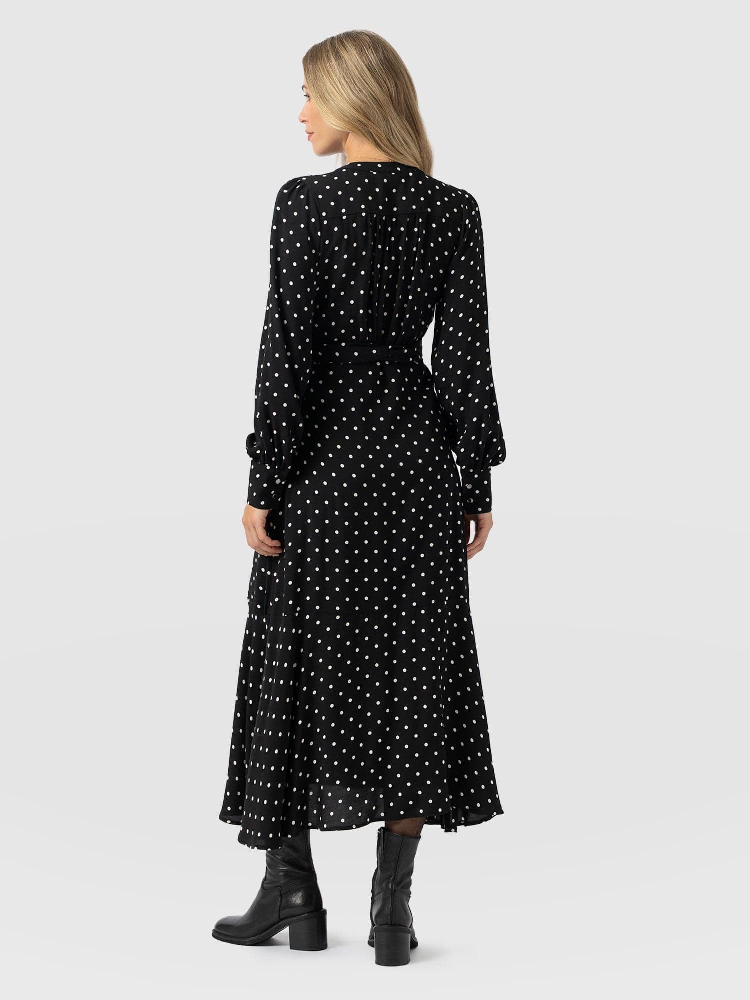 Adaline Zip Up Dress - Black Polka Dot