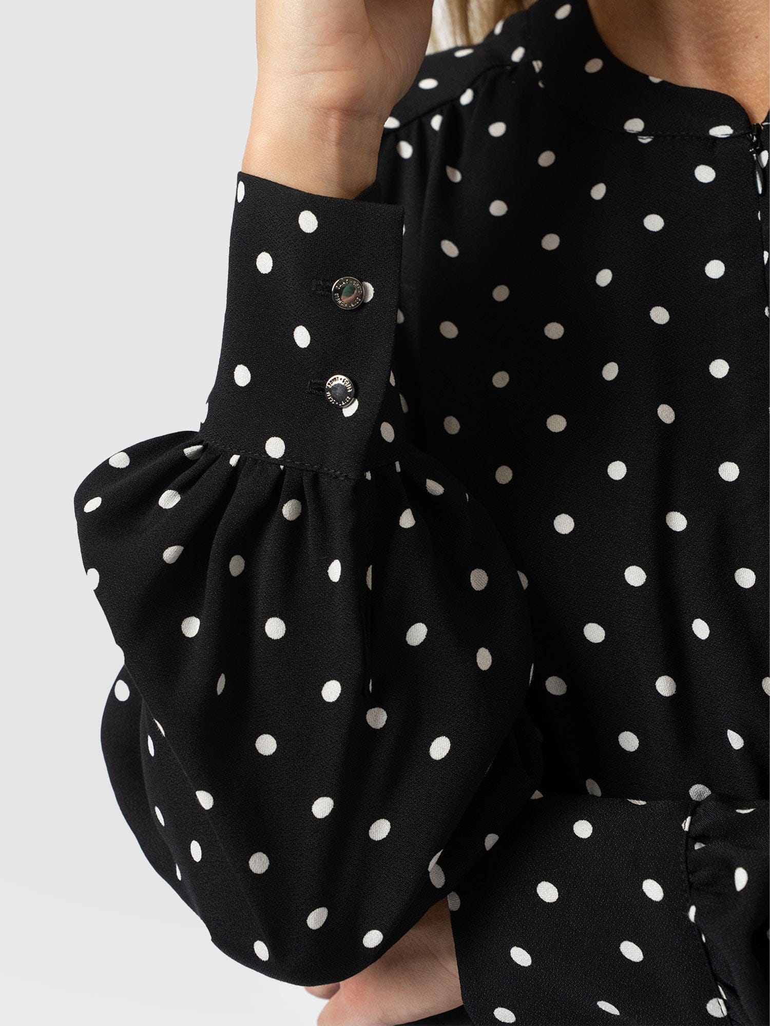 Adaline Zip Up Dress - Black Polka Dot