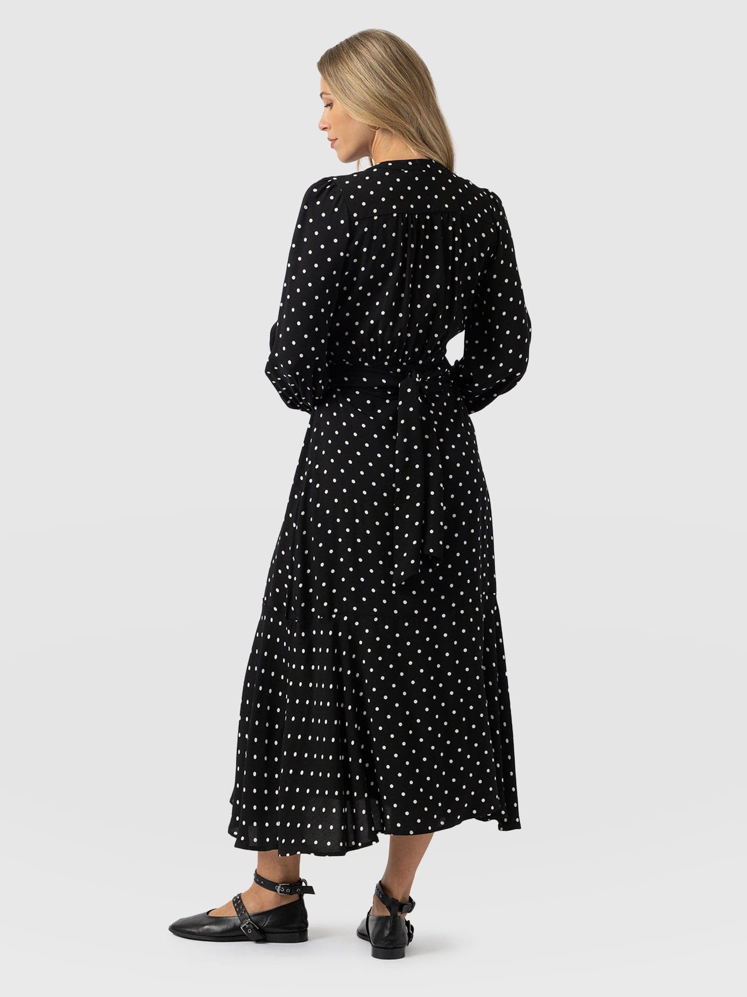 Adaline Zip Up Dress - Black Polka Dot