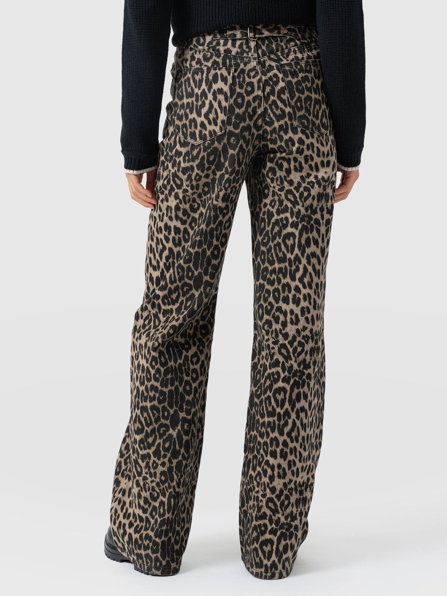 Adjustable Wide Leg Jean - Leopard