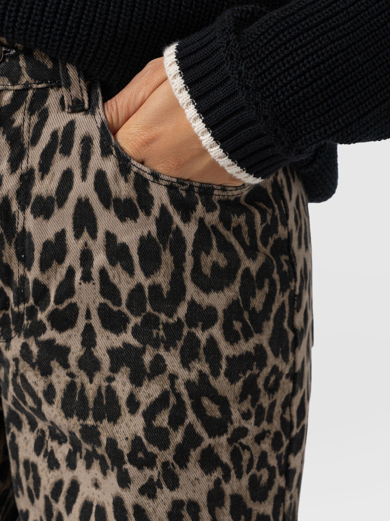 Adjustable Wide Leg Jean - Leopard