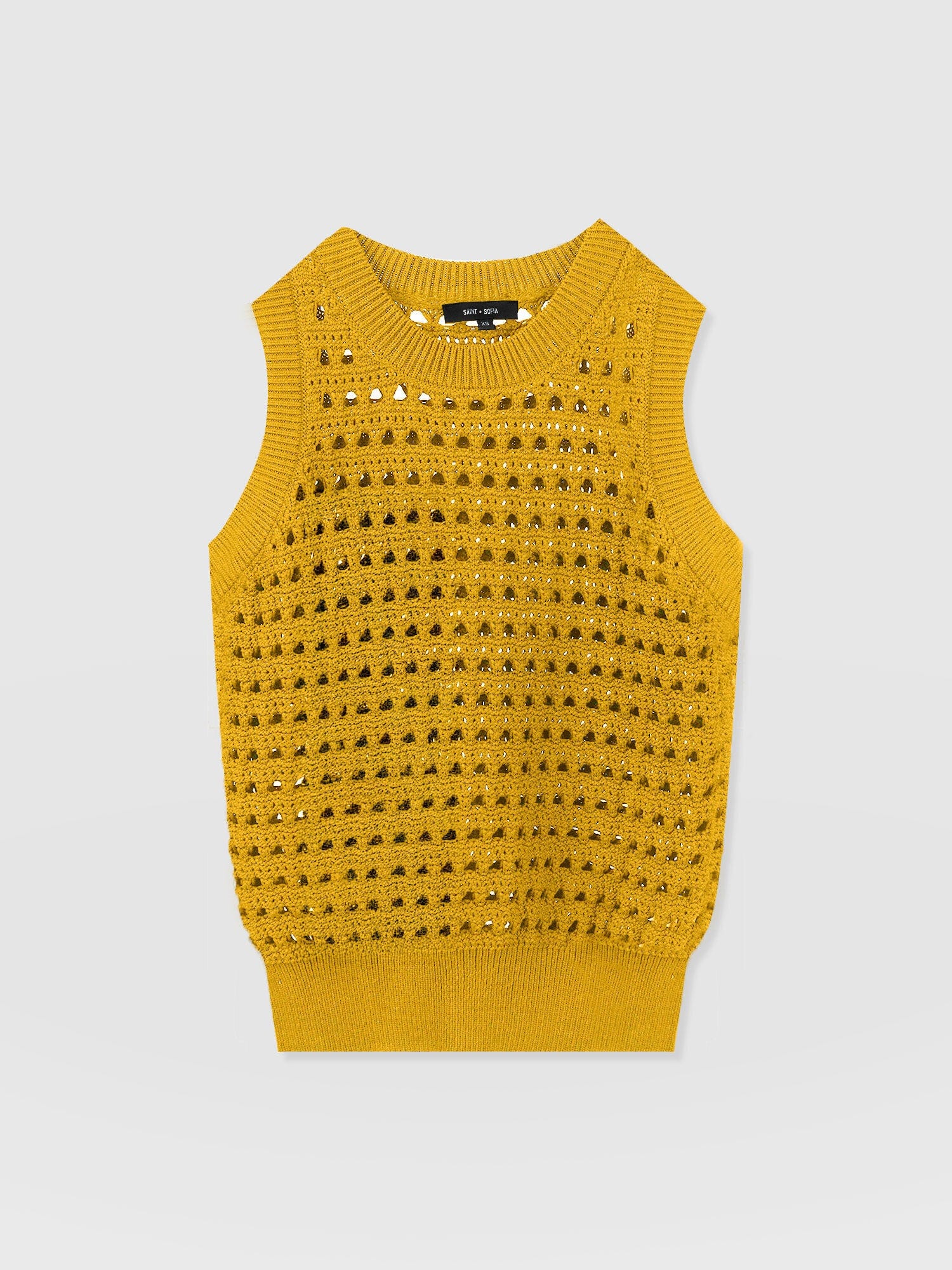 Adler Sleeveless Knit Mustard - Women's Vests | Saint + Sofia® UK
