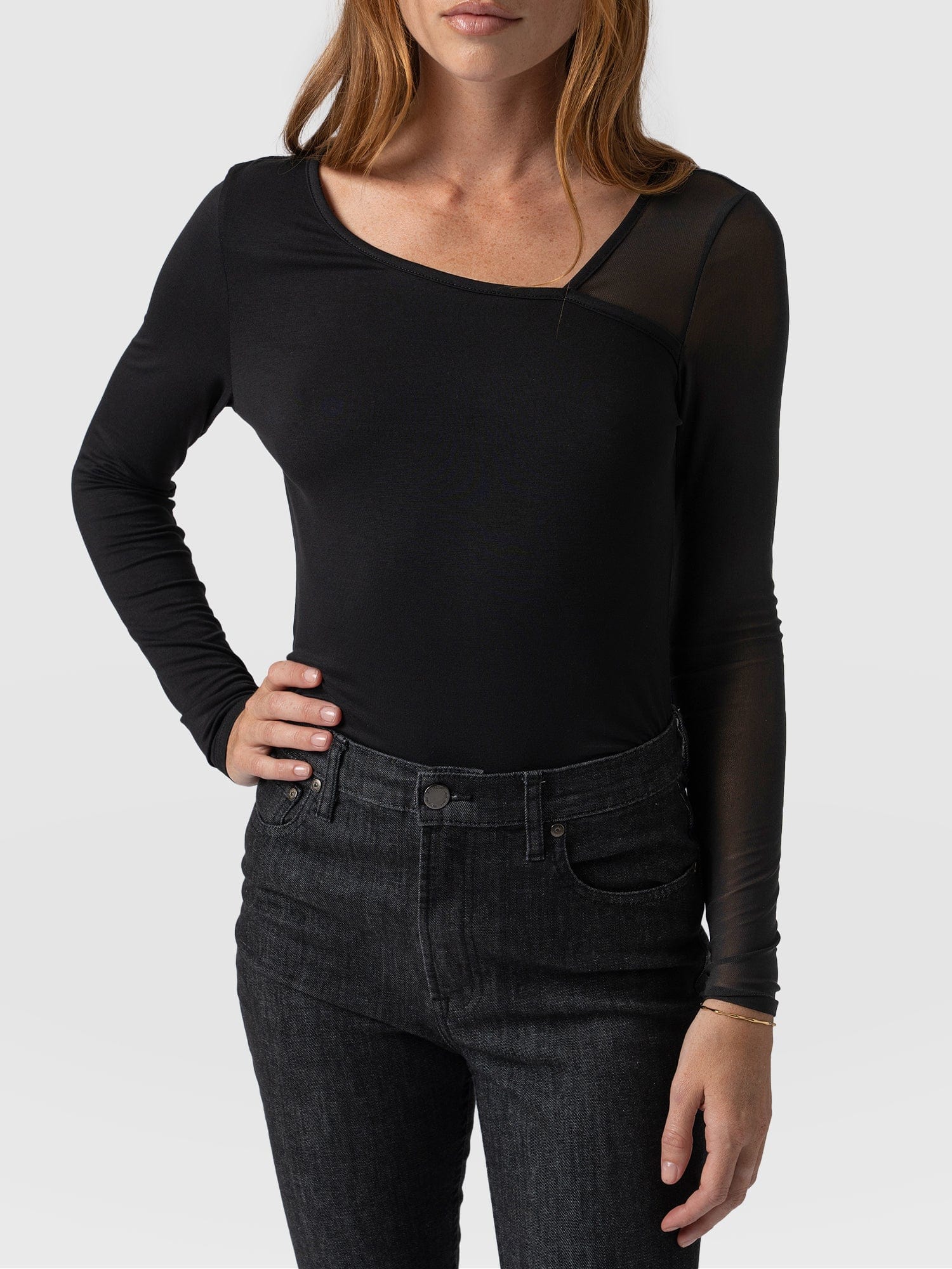 Aimee Cut Out Long Sleeve Tee Black - Women's T-Shirts | Saint + Sofia® UK