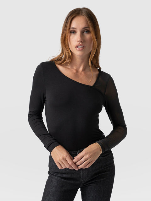 Aimee Cut Out Long Sleeve Tee Black - Women's T-Shirts | Saint + Sofia® UK
