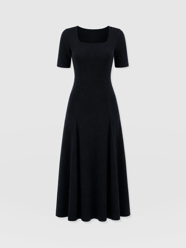 Akia Short Sleeve Dress - Black Textured
