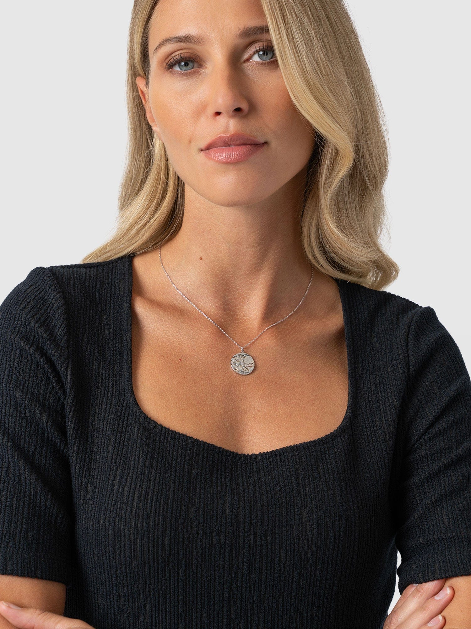 Akia Short Sleeve Dress - Black Textured