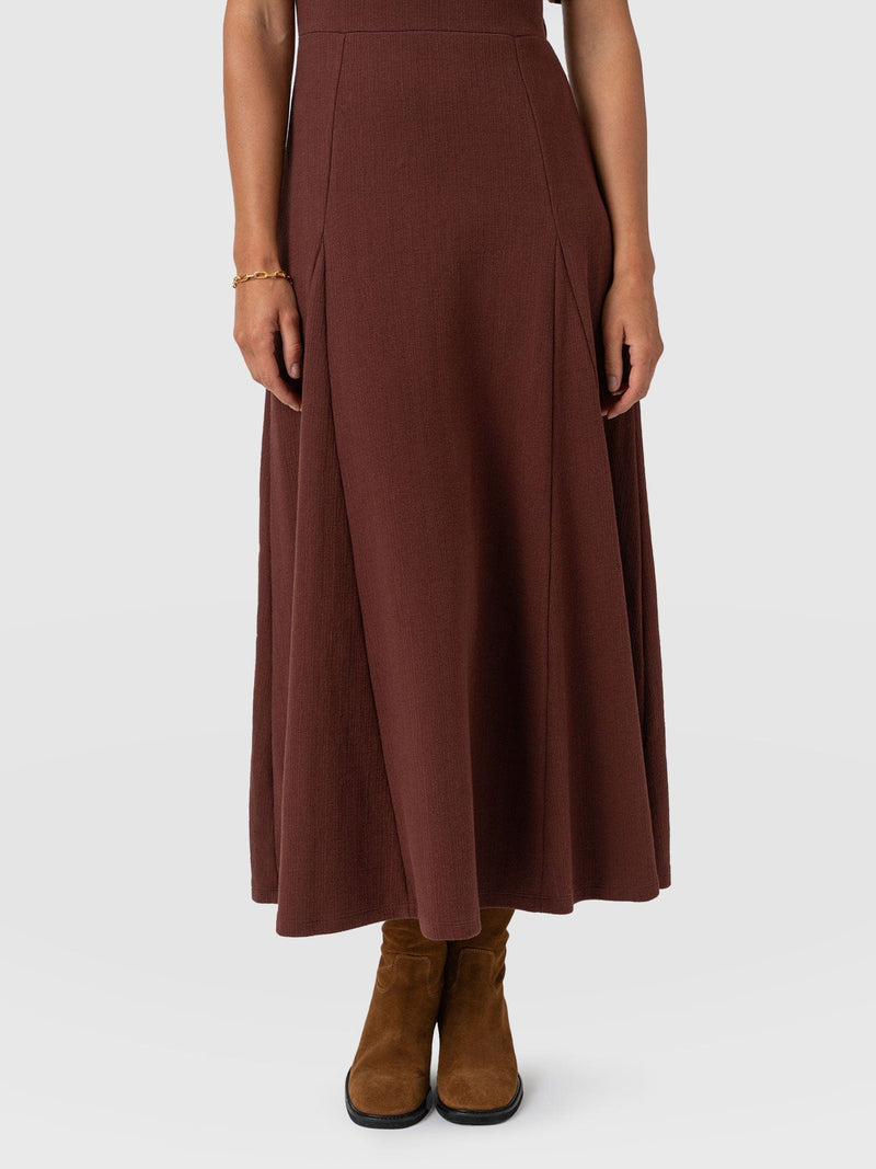 Akia Short Sleeve Dress - Maroon Textured
