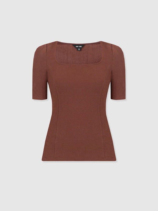 Akia Short Sleeve Tee - Maroon Textured
