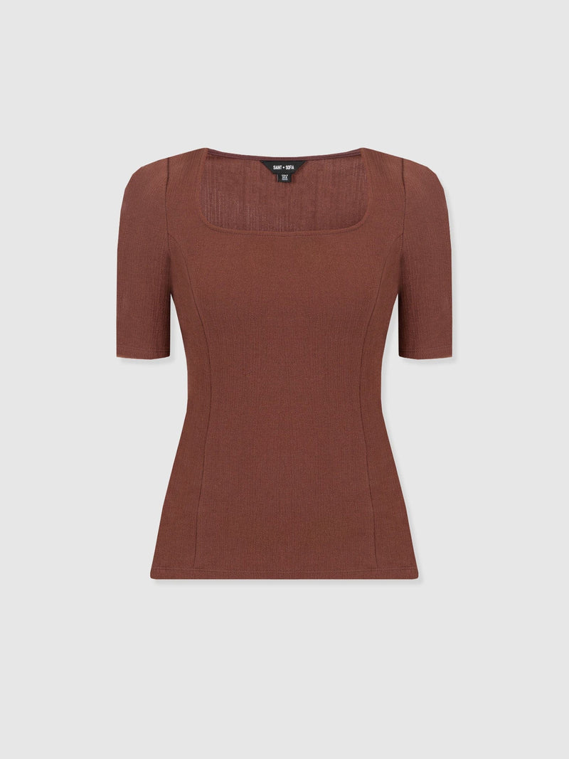 Akia Short Sleeve Tee - Maroon Textured