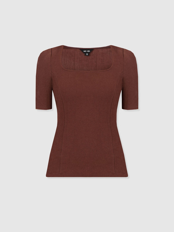Akia Short Sleeve Tee - Maroon Textured