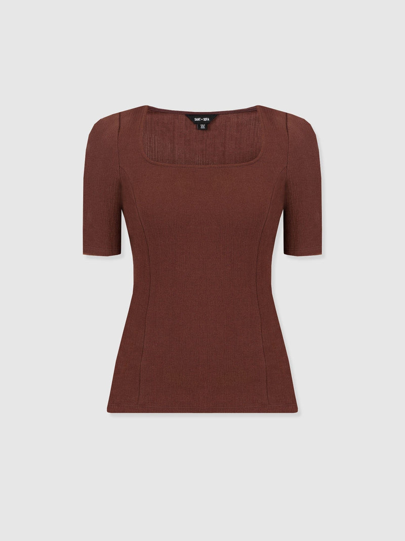 Akia Short Sleeve Tee - Maroon Textured