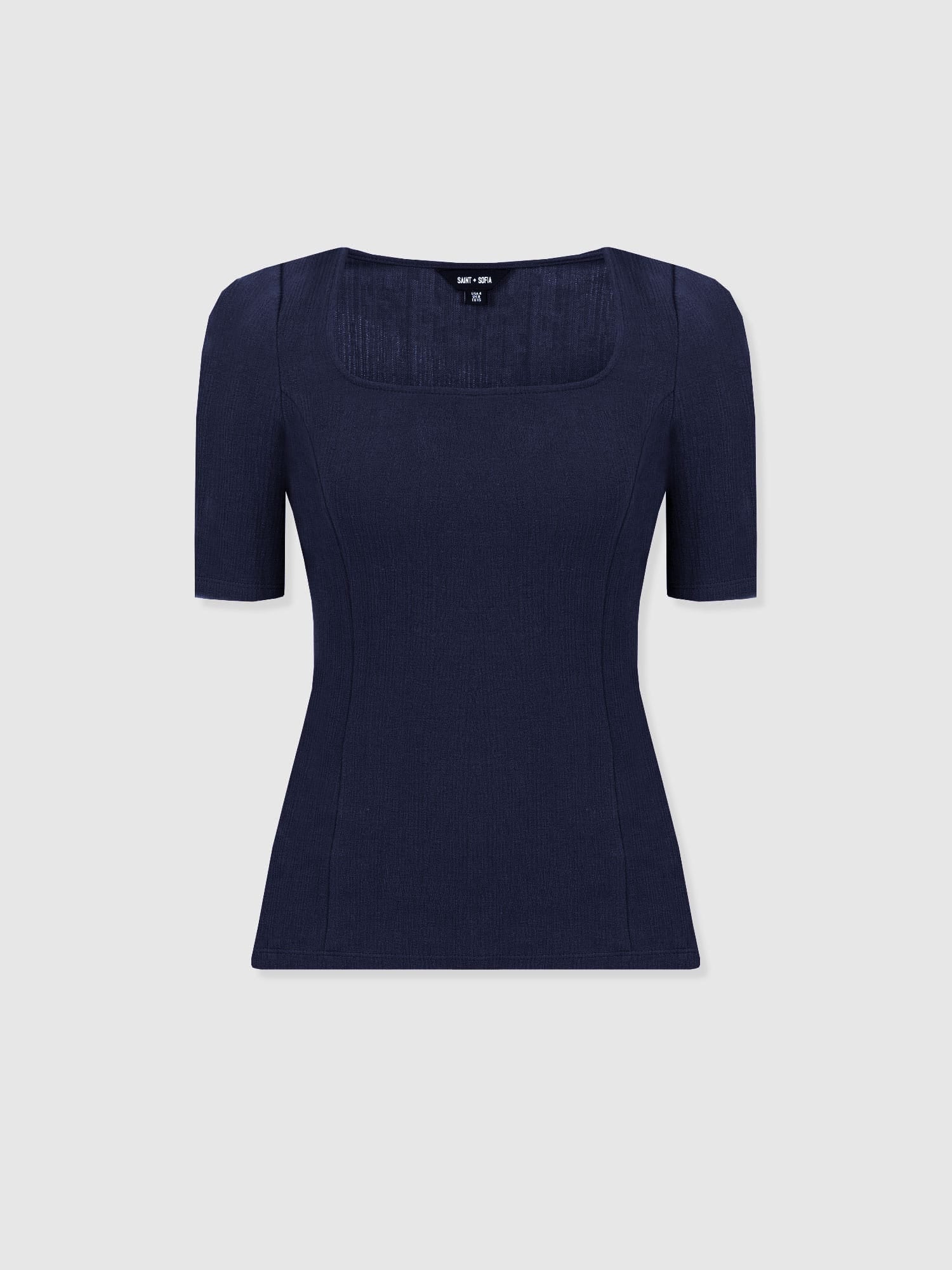 Akia Short Sleeve Tee - Navy Textured - Women's T-shirts | Saint + Sofia® UK