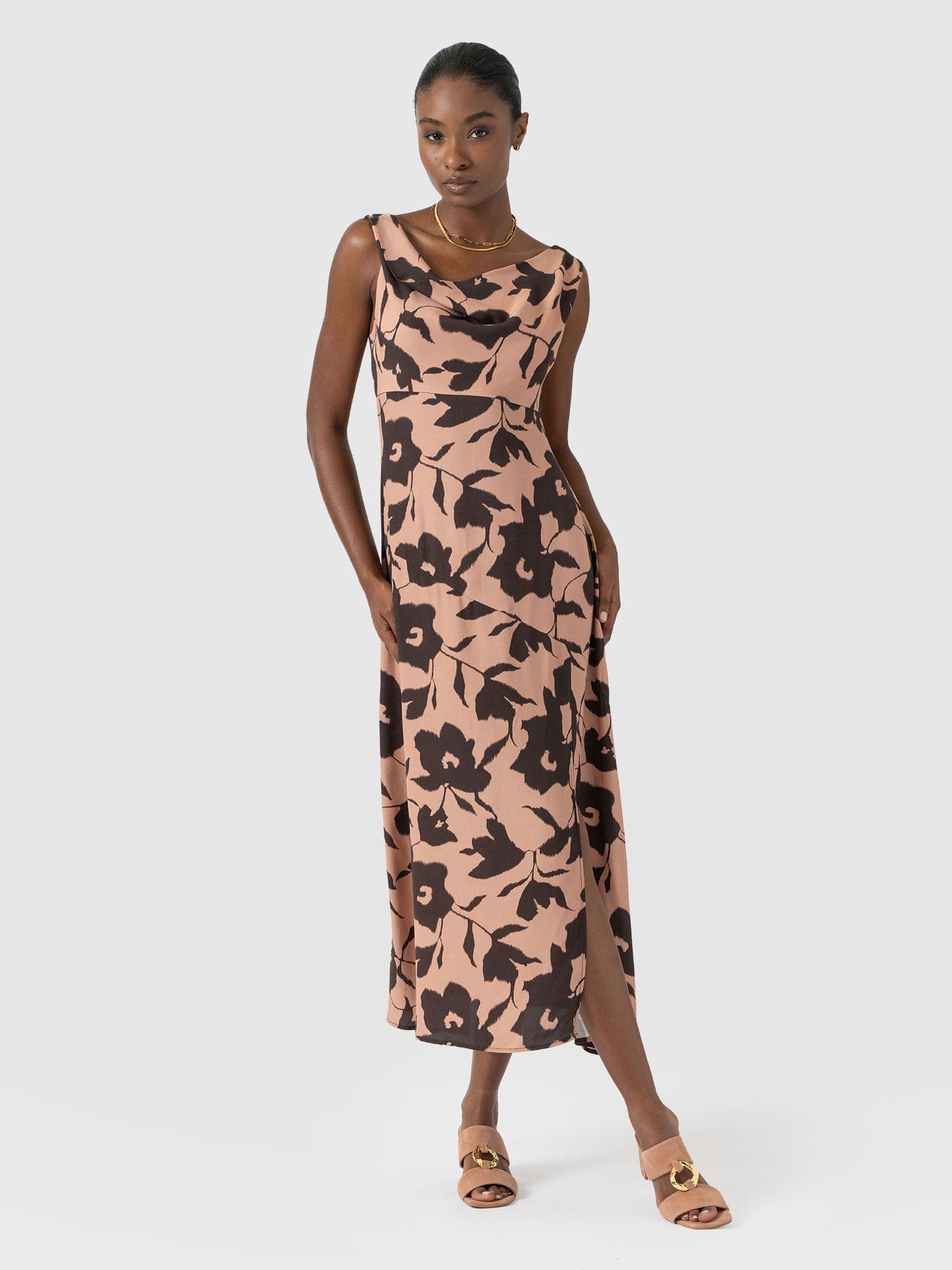 Alexis Dress - Brown Floral - Women's Dresses | Saint + Sofia® UK