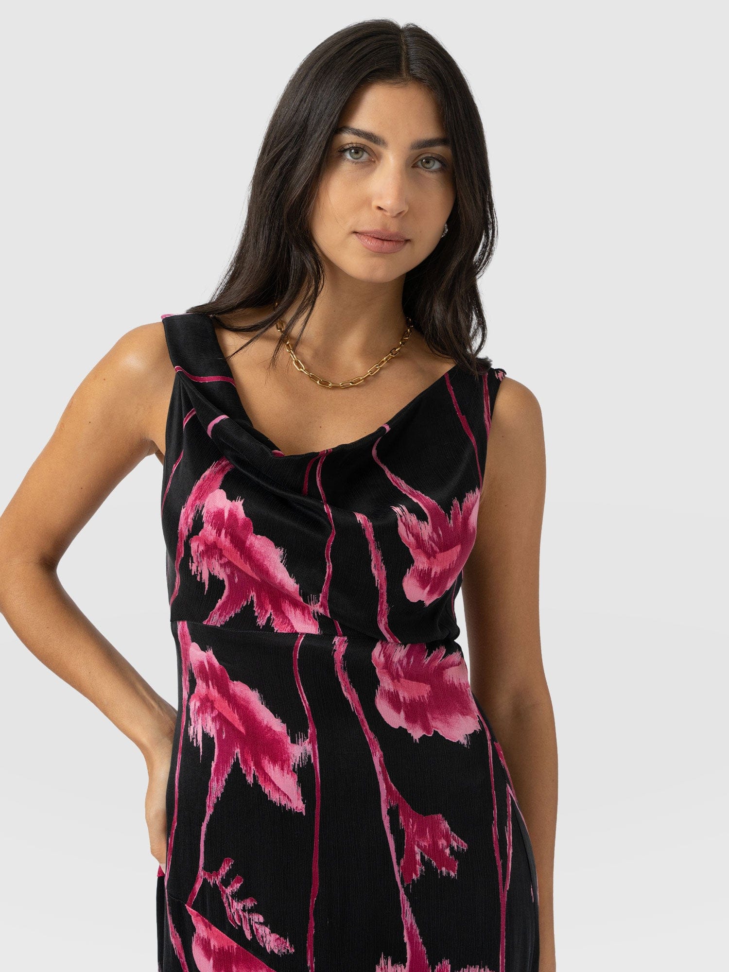 Alexis Dress - Pink Stem Floral