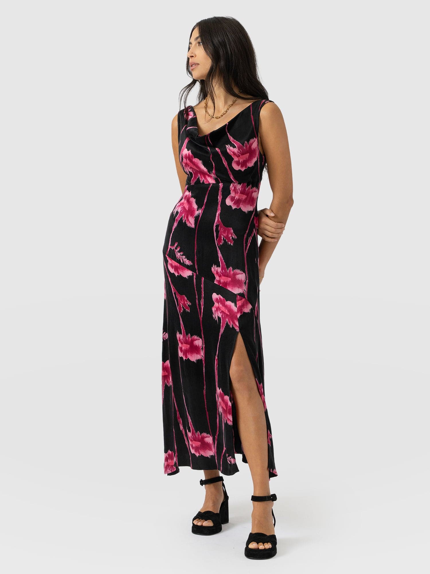 Alexis Dress - Pink Stem Floral