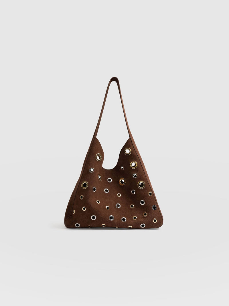 Allana Eyelet Bag - Coffee Suede