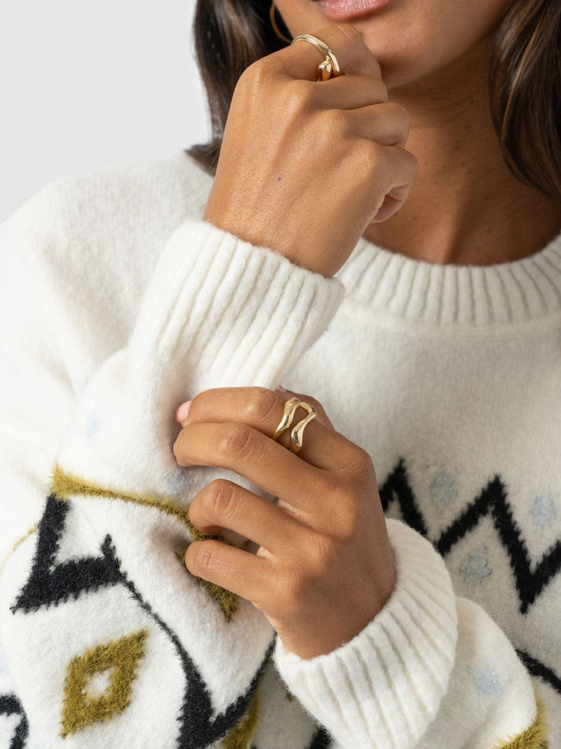 Allana Fairisle Jumper - White
