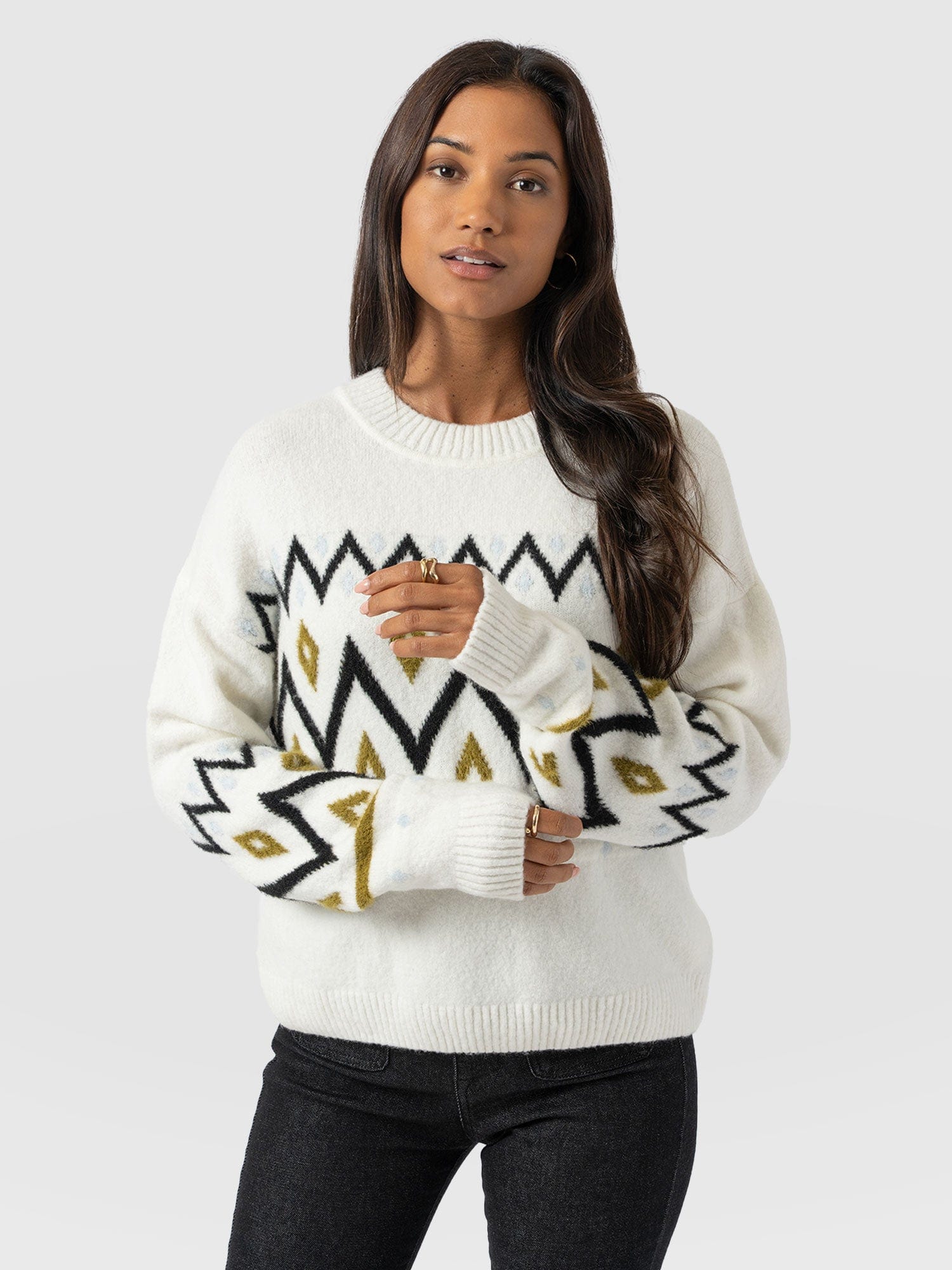 Allana Fairisle Jumper - White