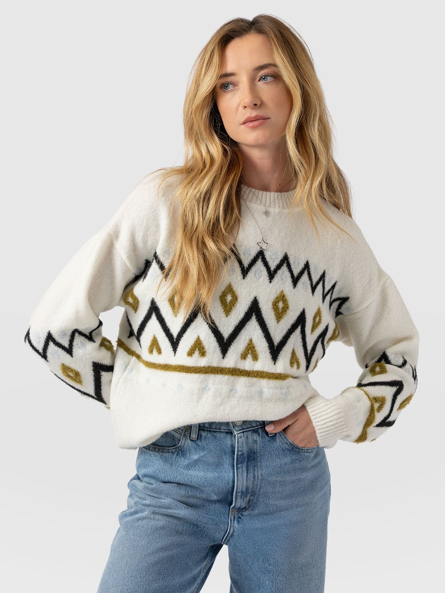 Allana Fairisle Jumper - White
