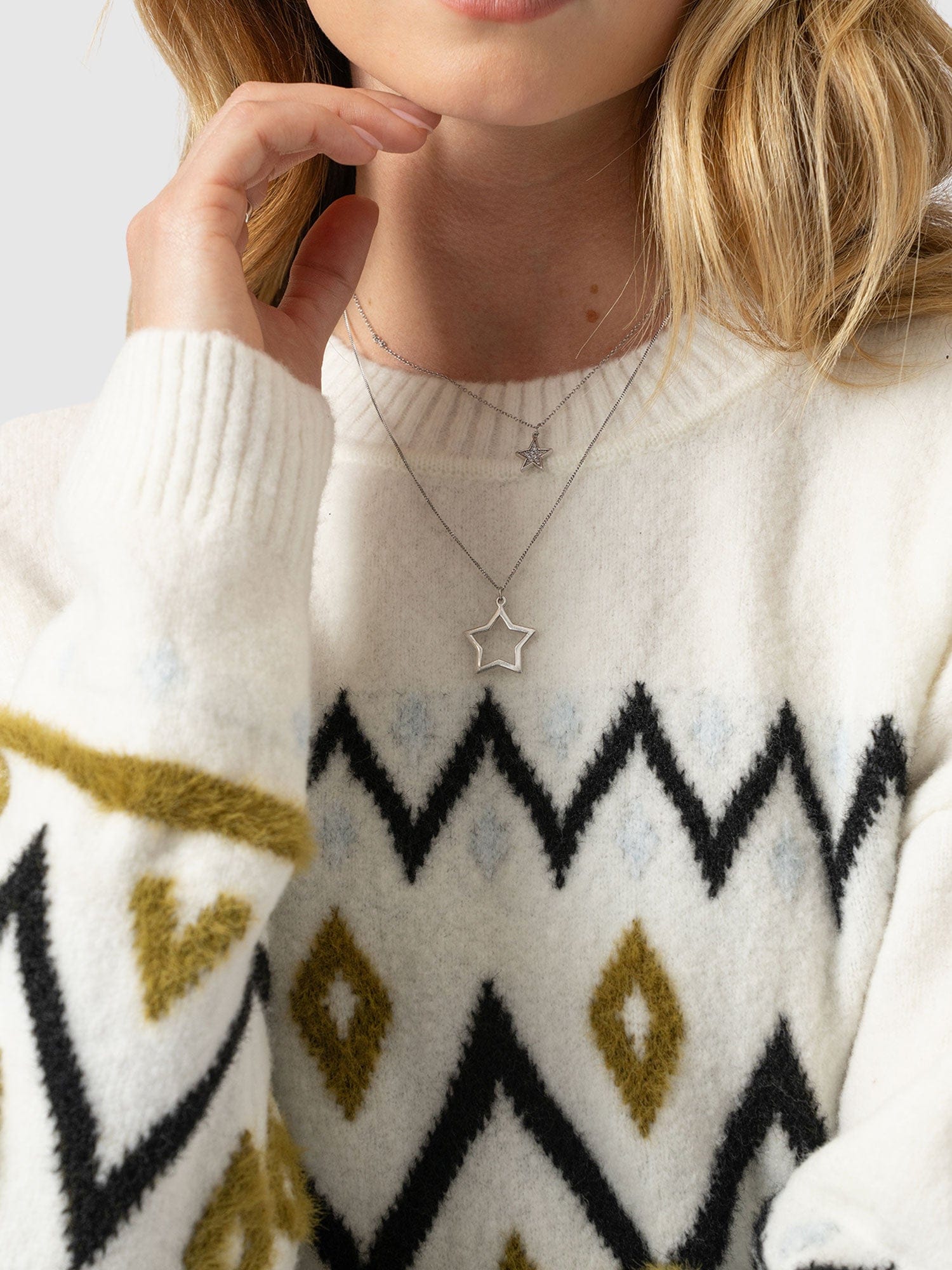 Allana Fairisle Jumper - White
