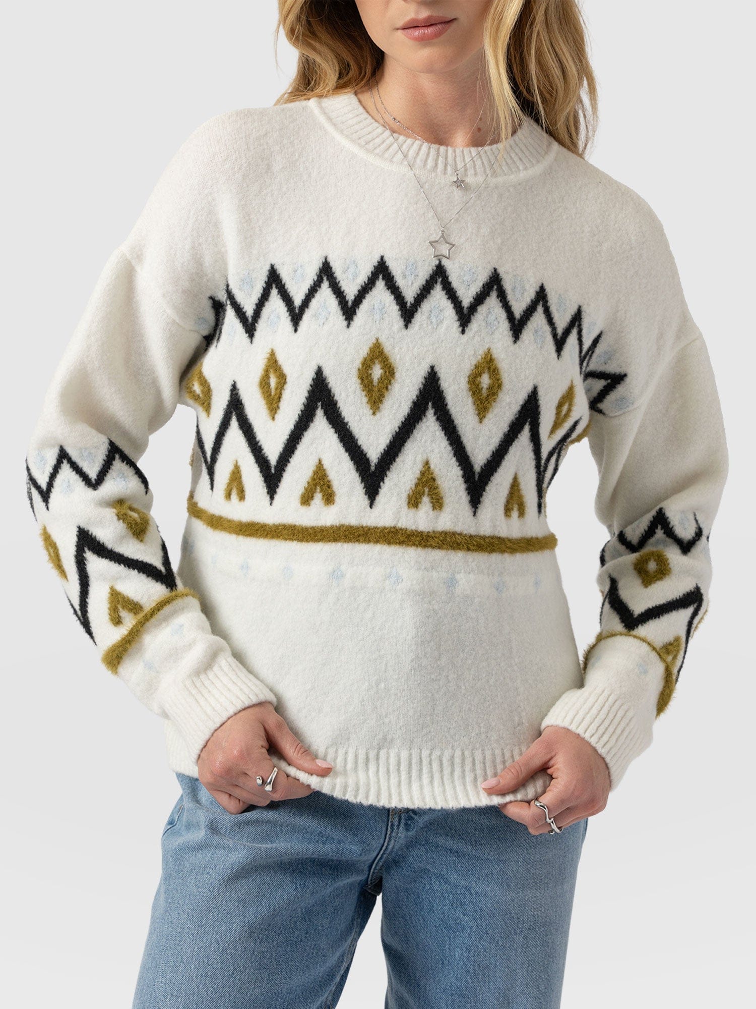 Allana Fairisle Jumper - White